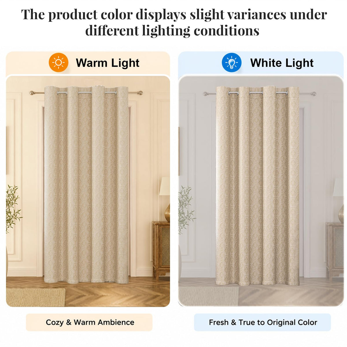 HOKIPO Marrakesh Jacquard Eyelet Curtains, 7 Feet Long - Beige - image 6
