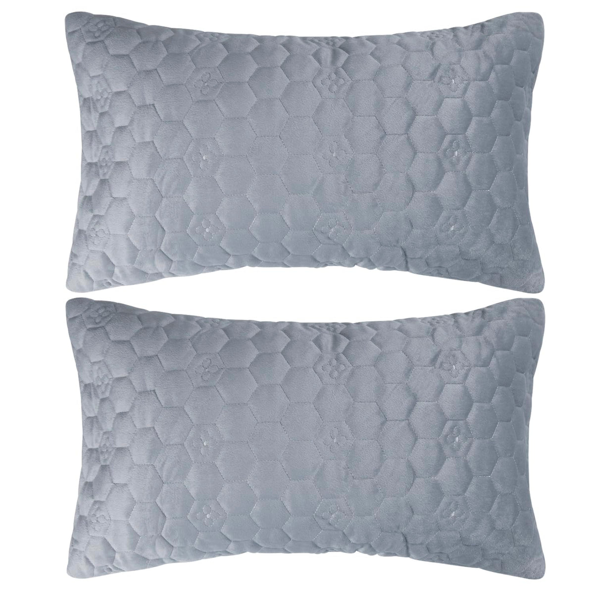 Buy Cute Light Grey colour Zippered Hexagonal Texture Velvet Cushion Covers