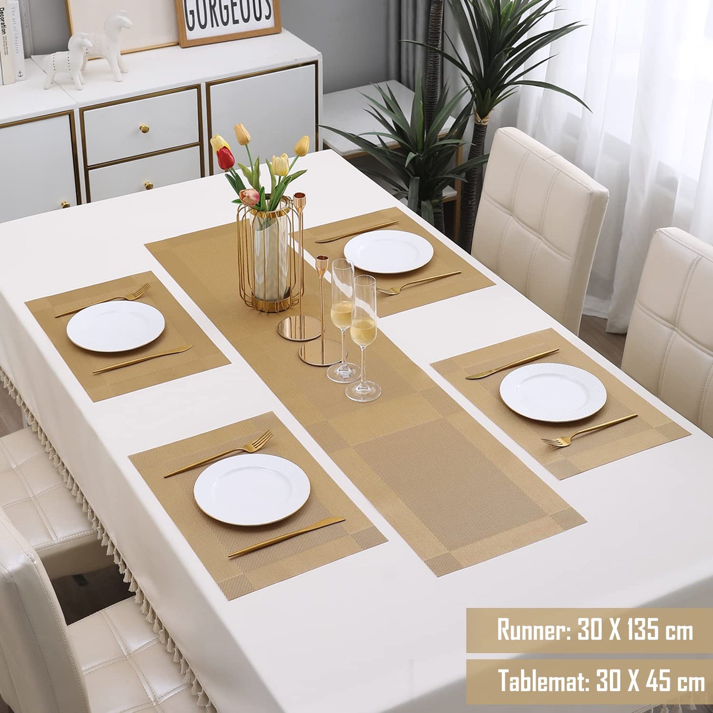 PVC Dining Table Mats, Gold