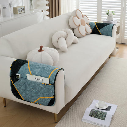 Water Repellent + Waterproof Quilted Sofa Mats, Multicolor Abstract Geometry