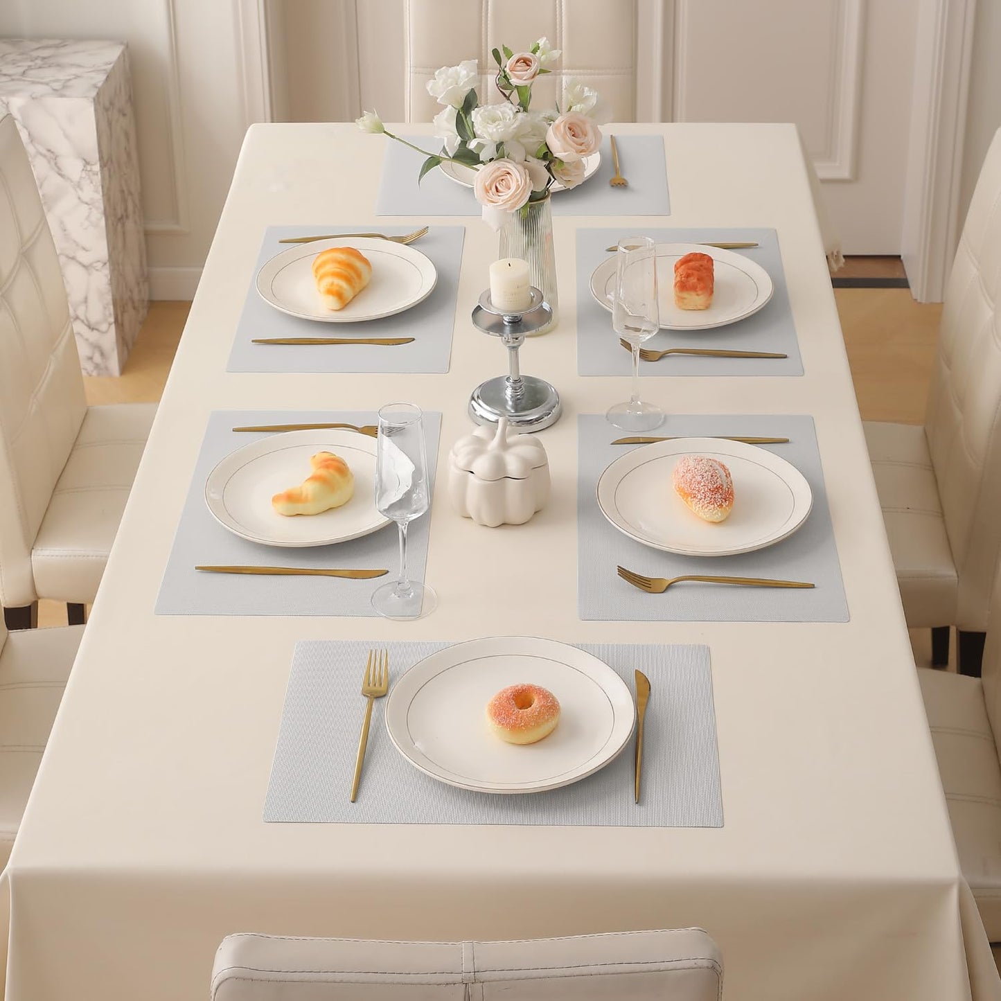 Buy Fog Grey pp waterproof table mats set of 6