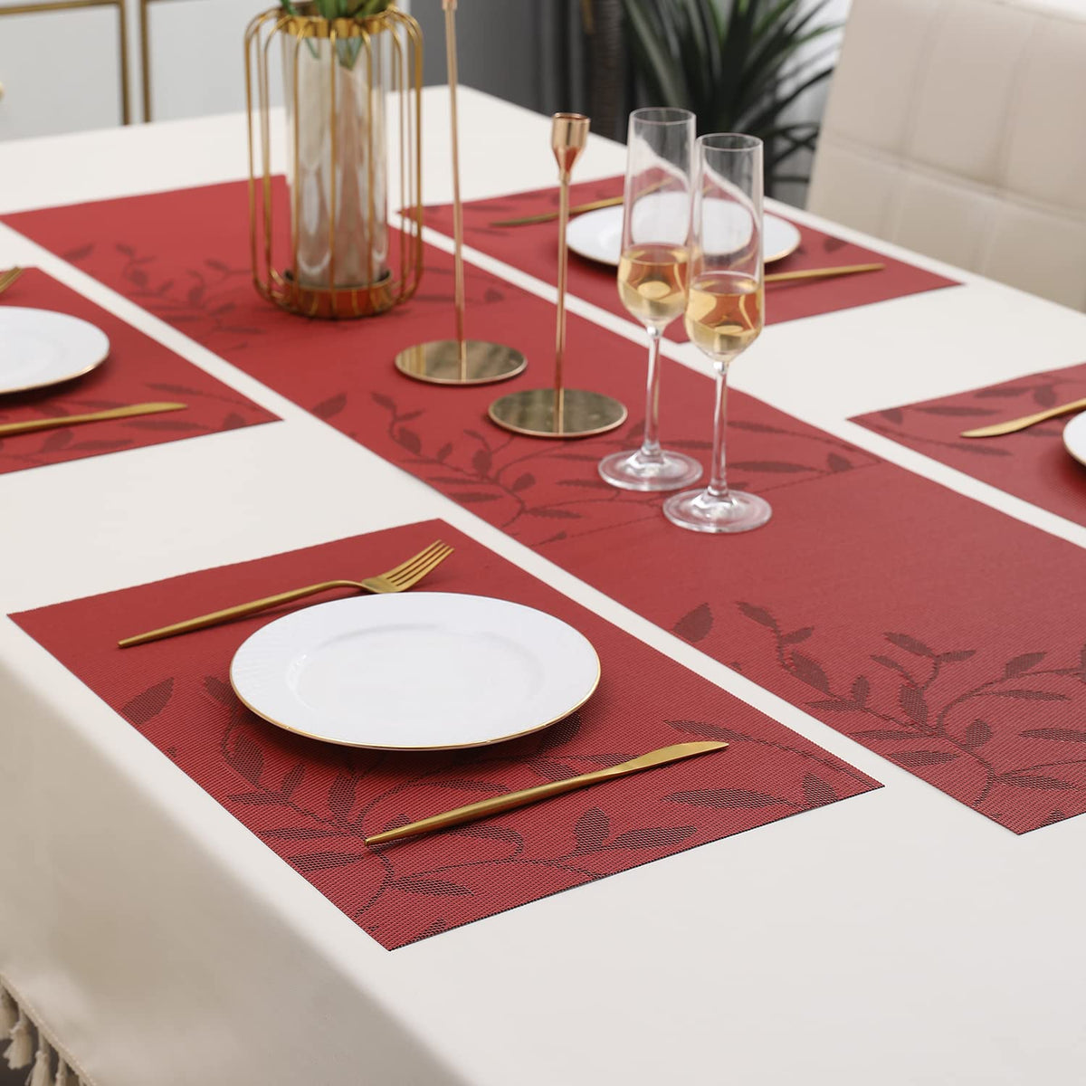 PVC Dining Table Mats, Red