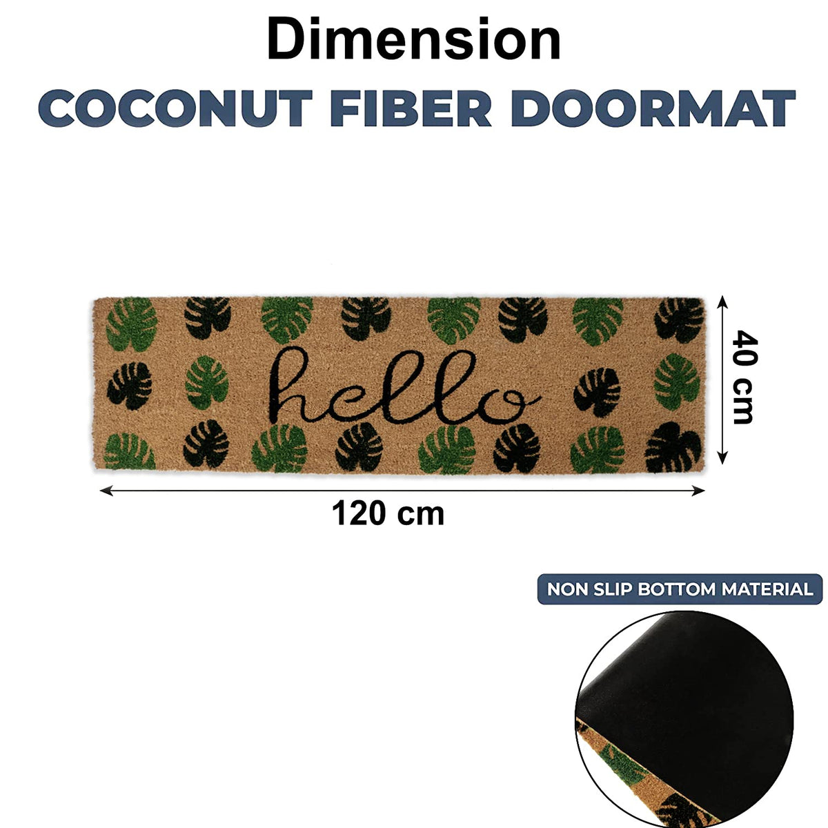 Coir Entrance Door Mat with Anti-Slip PVC Backing