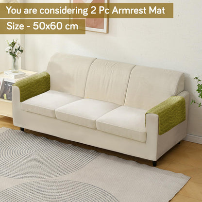 Premium Pebble Milk Velvet Anti Slip Sofa Mats, Pristine Green