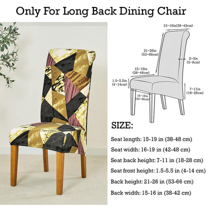PolySpandex 140gsm High Back Dining Chair Cover Set of 1/2/4/6, Wine Abstract Geometry