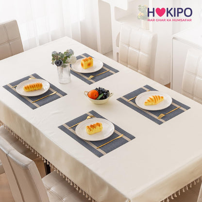 Chevron Stripes PVC Mats for Dining Table - Charcoal Blue