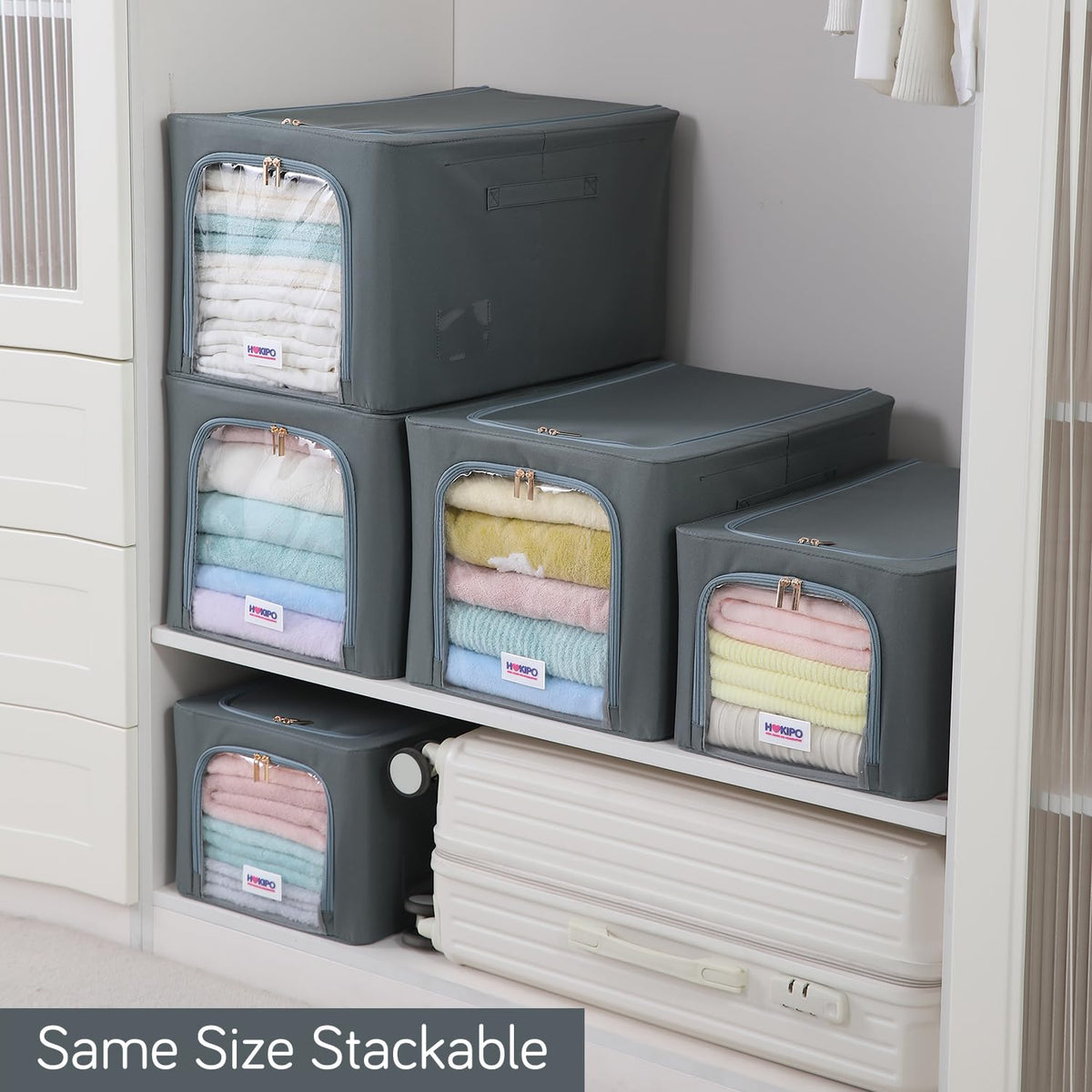600D Oxford Fabric Wardrobe Organizer for Storage - Grey