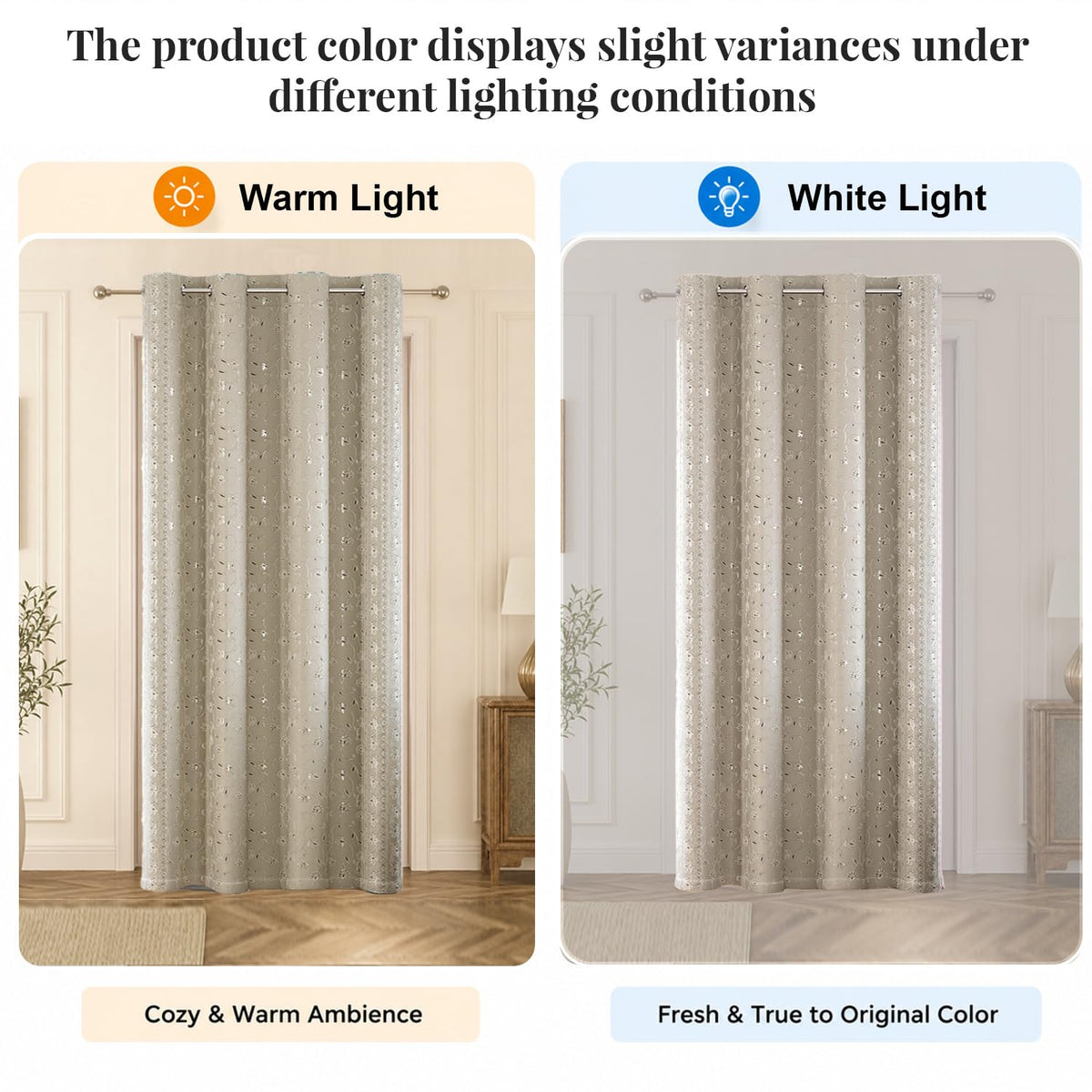 HOKIPO Shahi Bagh Eyelet Curtains, 7 Feet Long - Taupe - image 6