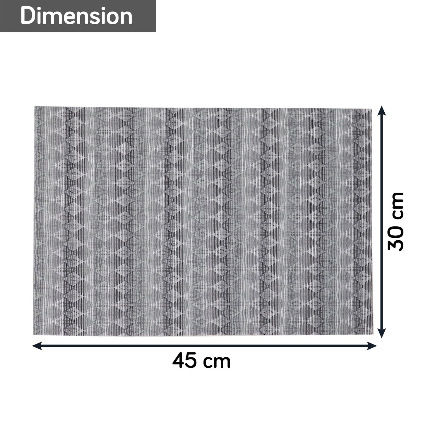 HOKIPO PVC Dining Table Mats and Runner Set of 4/6, Cool Grey Rhombus