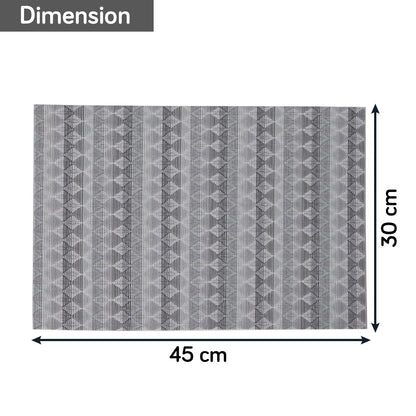 HOKIPO PVC Dining Table Mats and Runner Set of 4/6, Cool Grey Rhombus