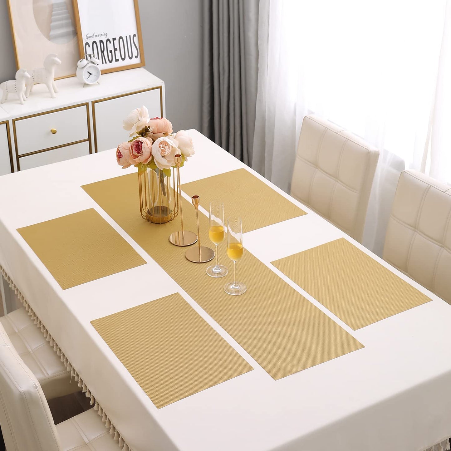 PVC Dining Table Mats, Golden