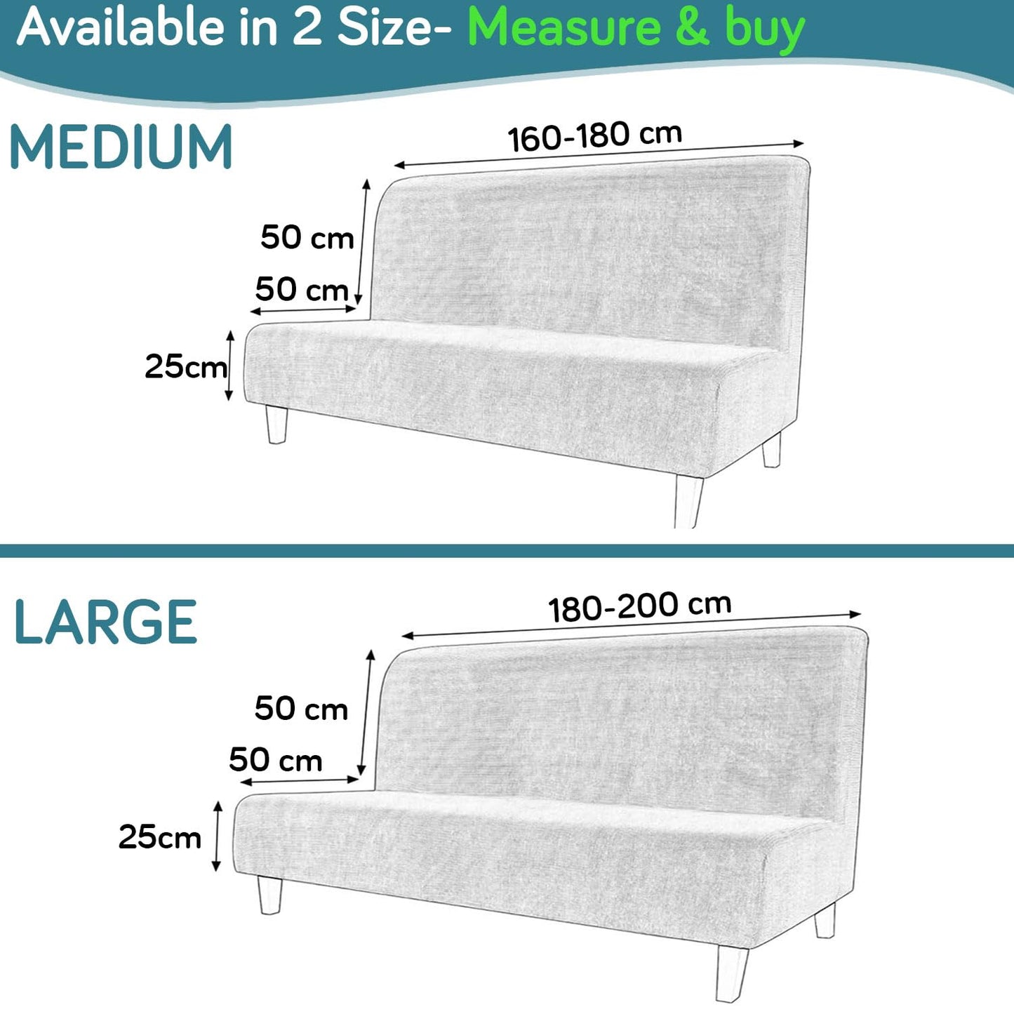 Luxurious Stretchable Spandex Jacquard Sofa-Cum-Bed Cover for Futon – Turquoise