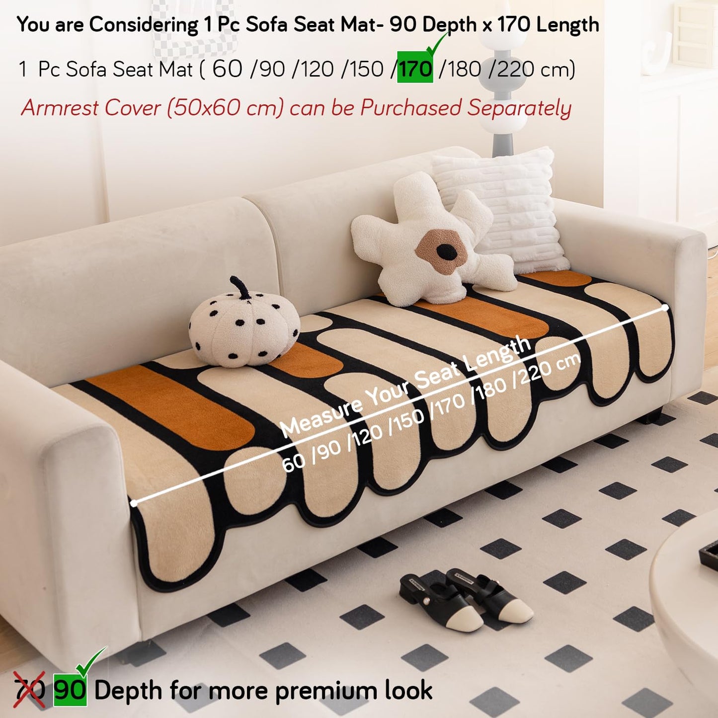 Moderna Curves All Season Sofa Cover Mat, Oyster Beige