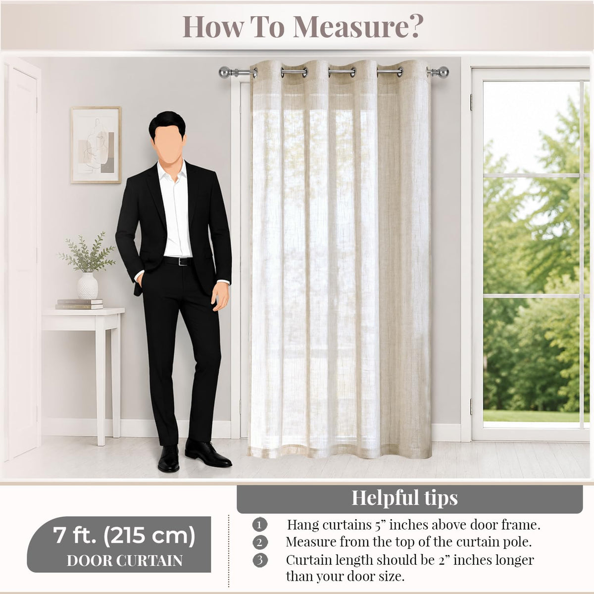 HOKIPO Breeze Sheer Curtains, 7 Feet Long - Ivory - image 7