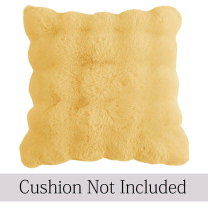 Buy Premium Honey Yellow colour Zippered faux rabbit fur Cushion Covers