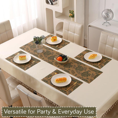 Botanical Tropic PVC Mats for Dining Table - Monstera Leaves