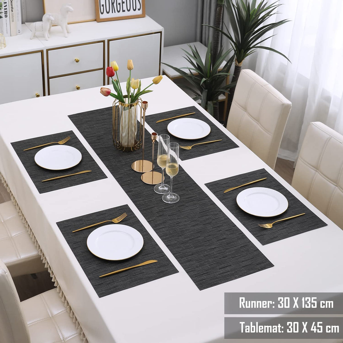PVC Dining Table Mats, Black