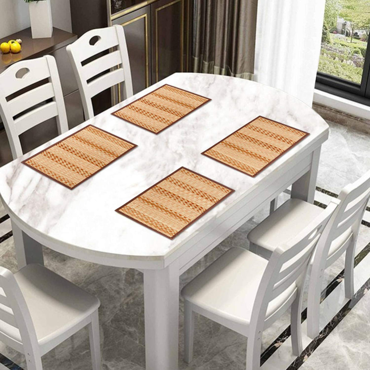 Heat Resistant Bamboo Dinner Mats, Beige