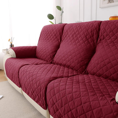 UrbanQuilt Recliner Sofa Slipcover Mat with Dual Belt for 1/2/3 Seater - Maroon