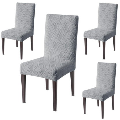 Chair Cover Set of 1/2/4/6, 190 GSM Jacquard, Light Grey