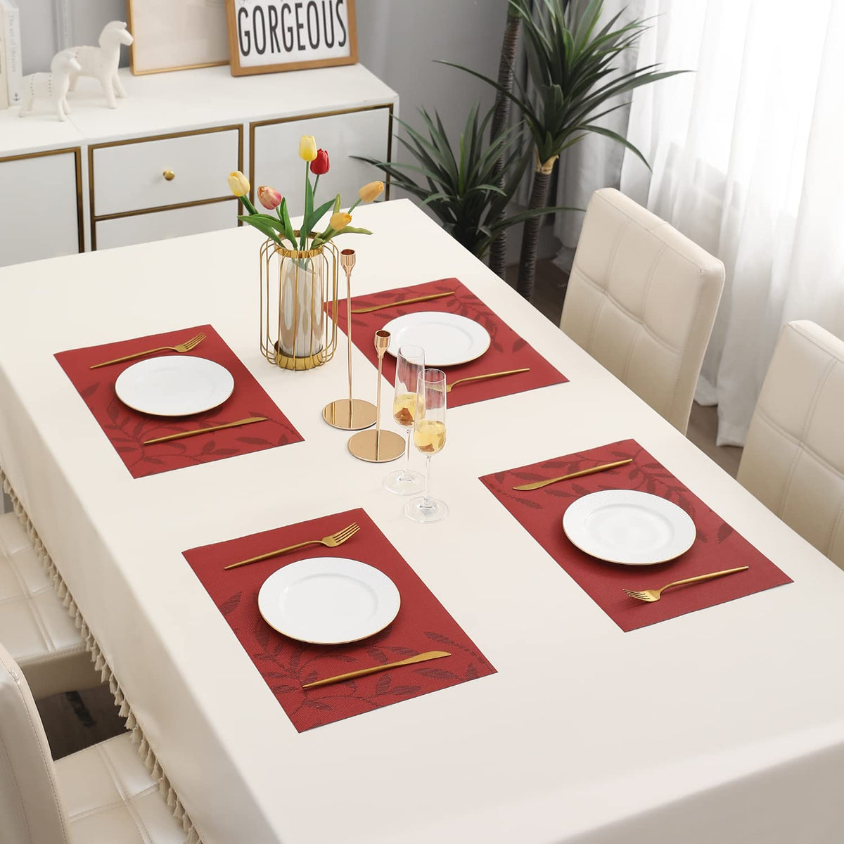 PVC Dining Table Mats, Red