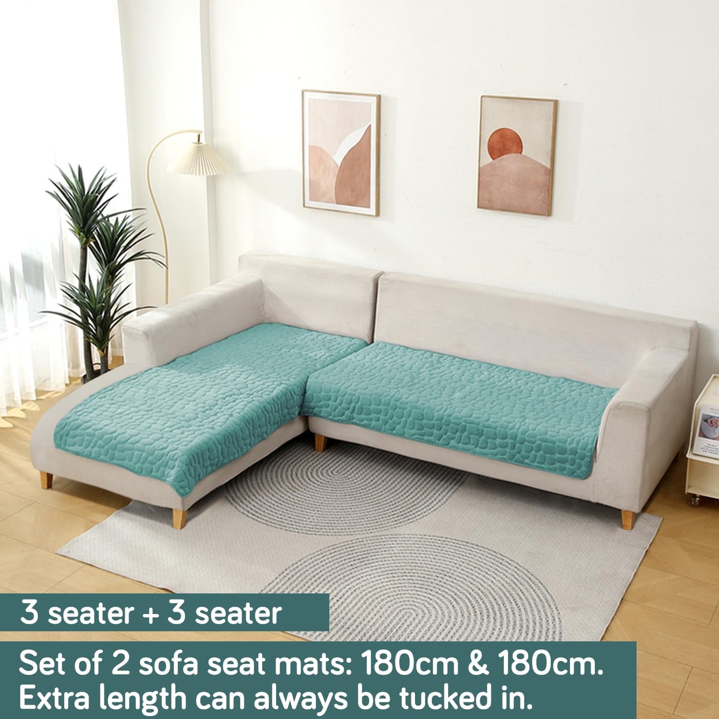 HOKIPO Premium Pebble Milk Velvet L Shape Sofa Cover Mat, Fog Blue