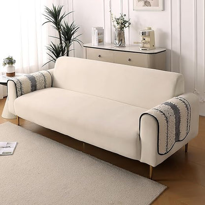 Luxury Wavy Anti Slip Plush Sofa Cover Mat, Pewter Grey