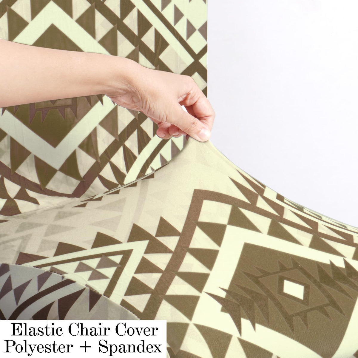 Polyester Dining Chair Covers Set of 4/6 with Matching Tablecloth, Rhombus Moss Brown