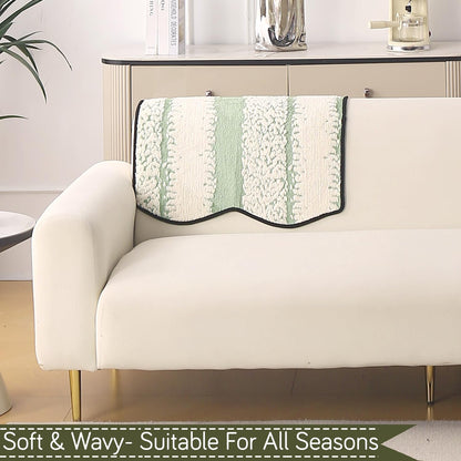 Luxury Wavy Anti Slip Plush Sofa Cover Mat, Pistachio Green