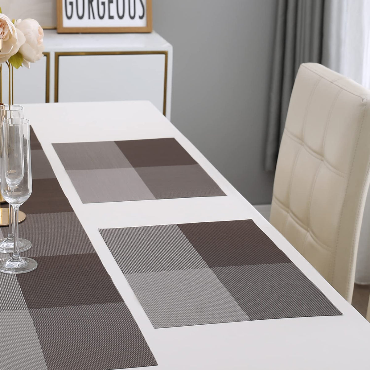 PVC Dining Table Mats, Brown