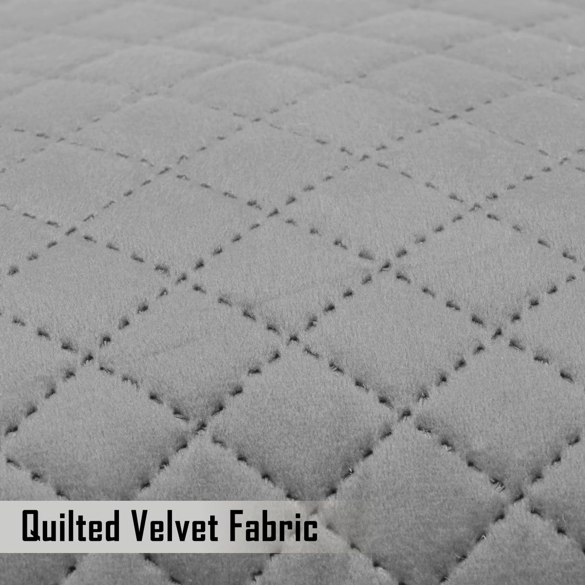 Buy Fossil Grey Colour Quilted Velvet Fabric Pillow Covers