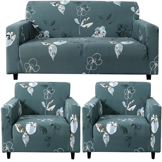 Elastic Stretchable Printed Sofa Cover, Smokey Grey