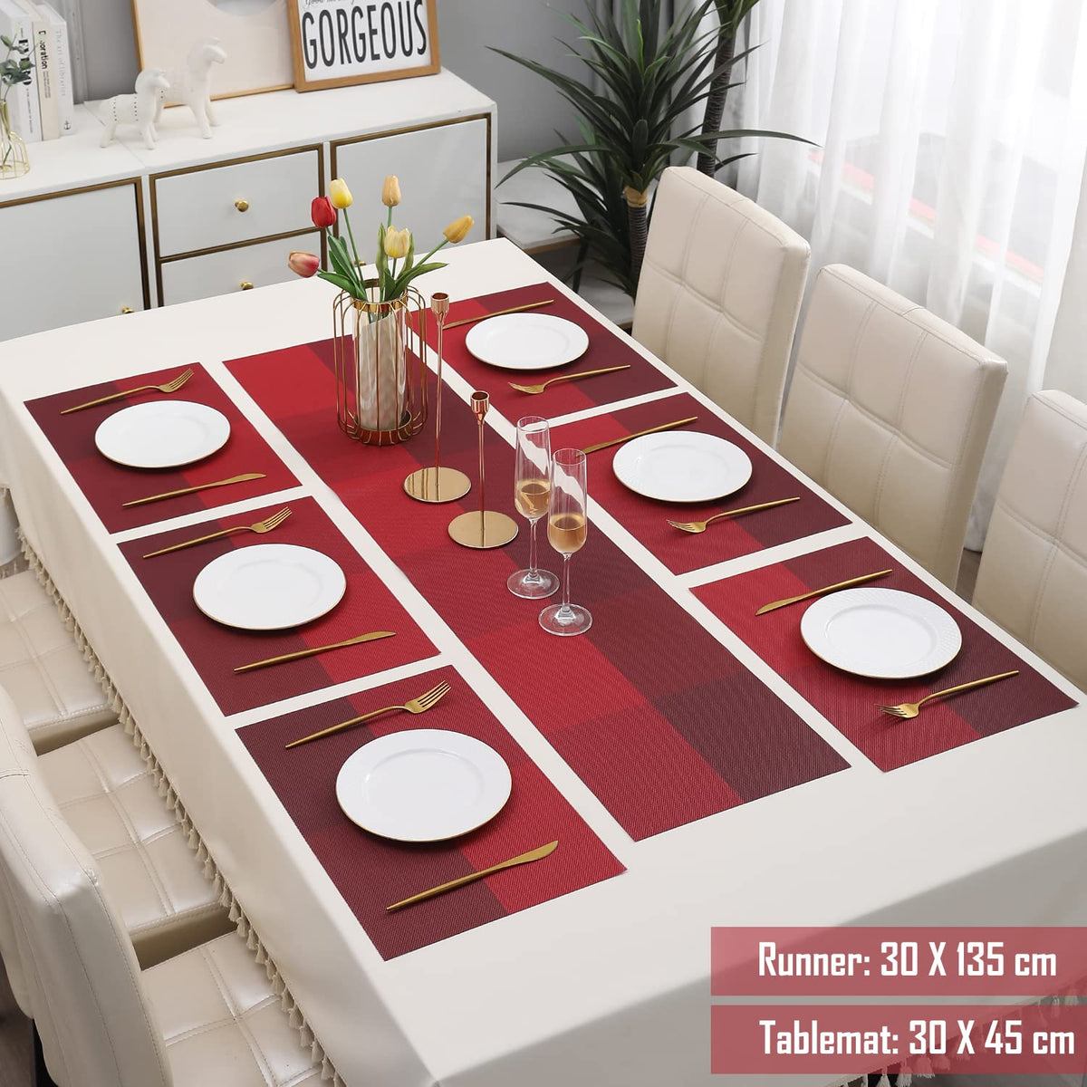 PVC Dining Table Mats, Red