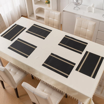 Chevron Stripes PVC Mats for Dining Table - Jet Black