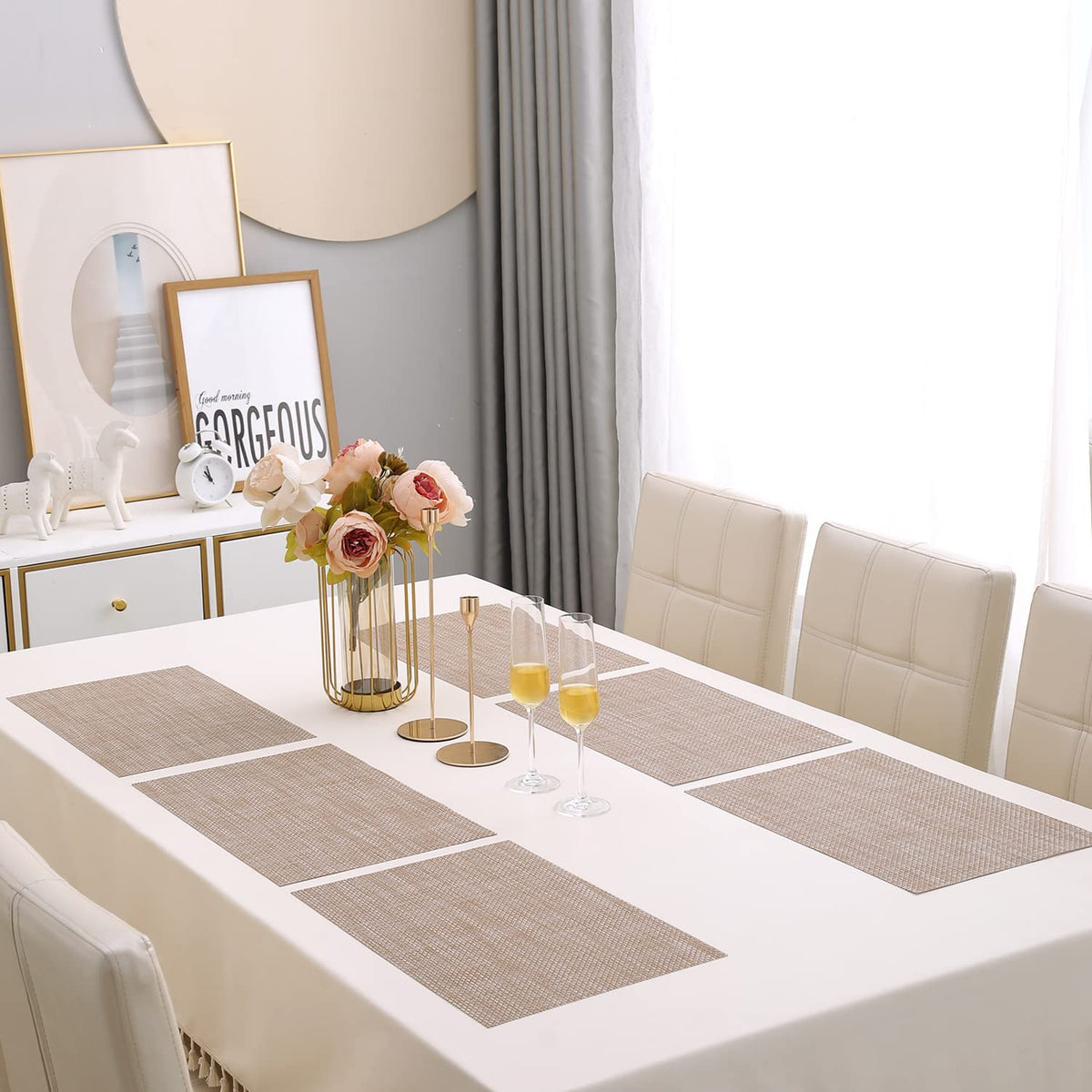 PVC Dining Table Mats, Beige