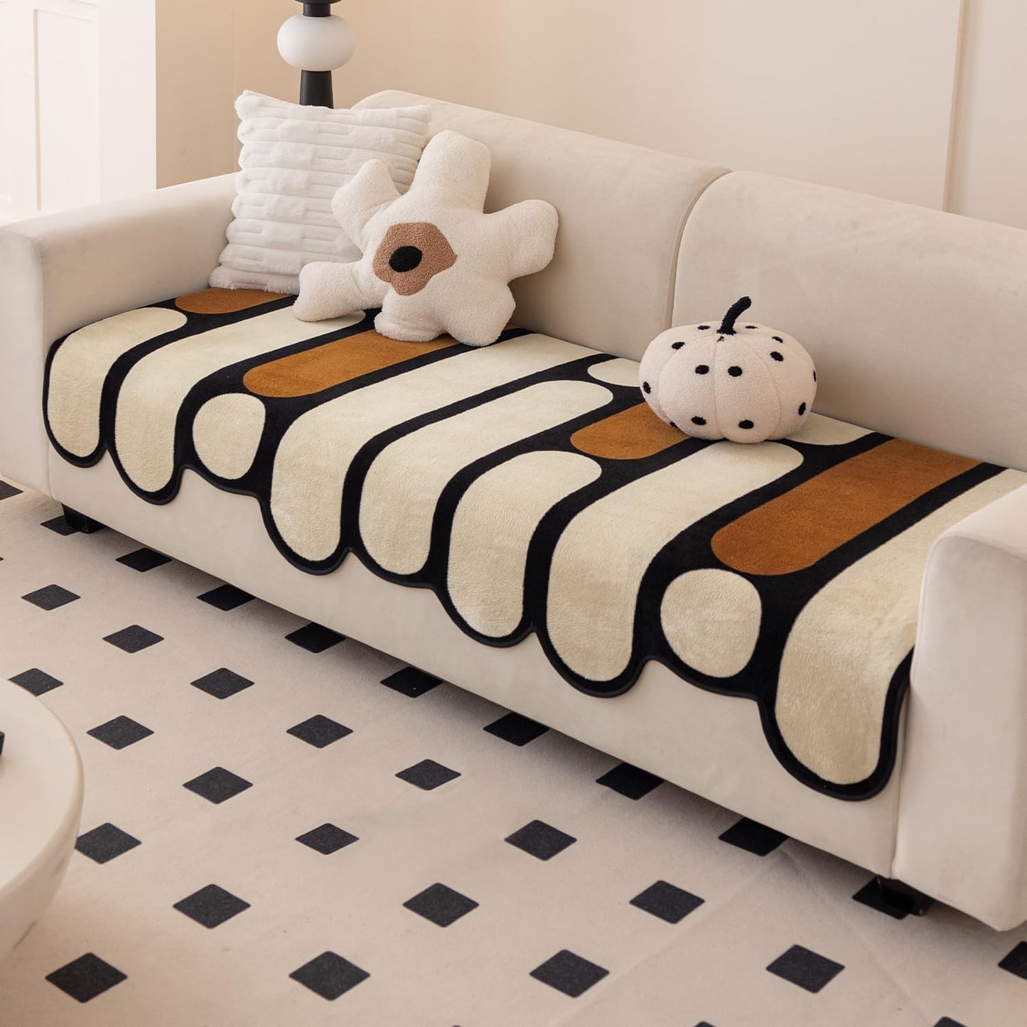 Moderna Curves All Season Sofa Cover Mat, Oyster Beige