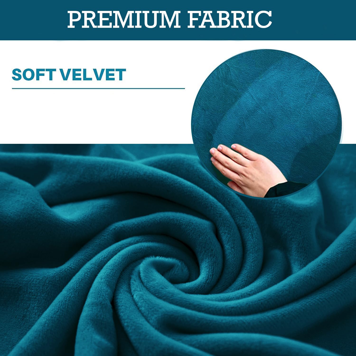 Premium 210 GSM Velvet Stretchable Ottoman Foot Rest Stool Cover, Peacock Blue