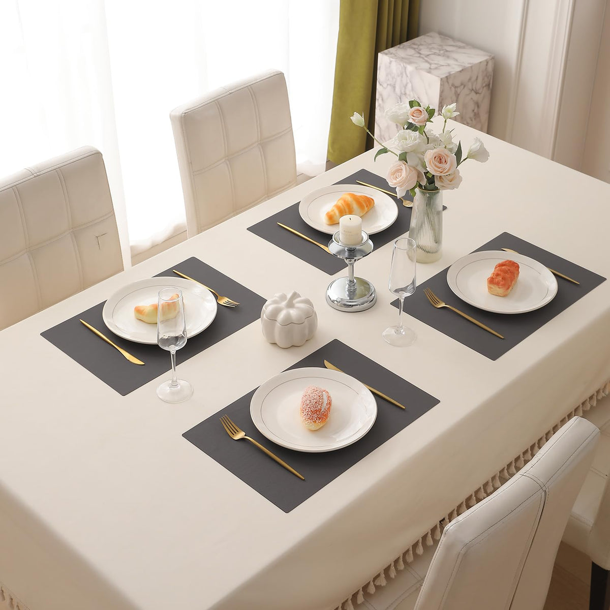 PP Waterproof Dining Table Mat, Anchor Grey