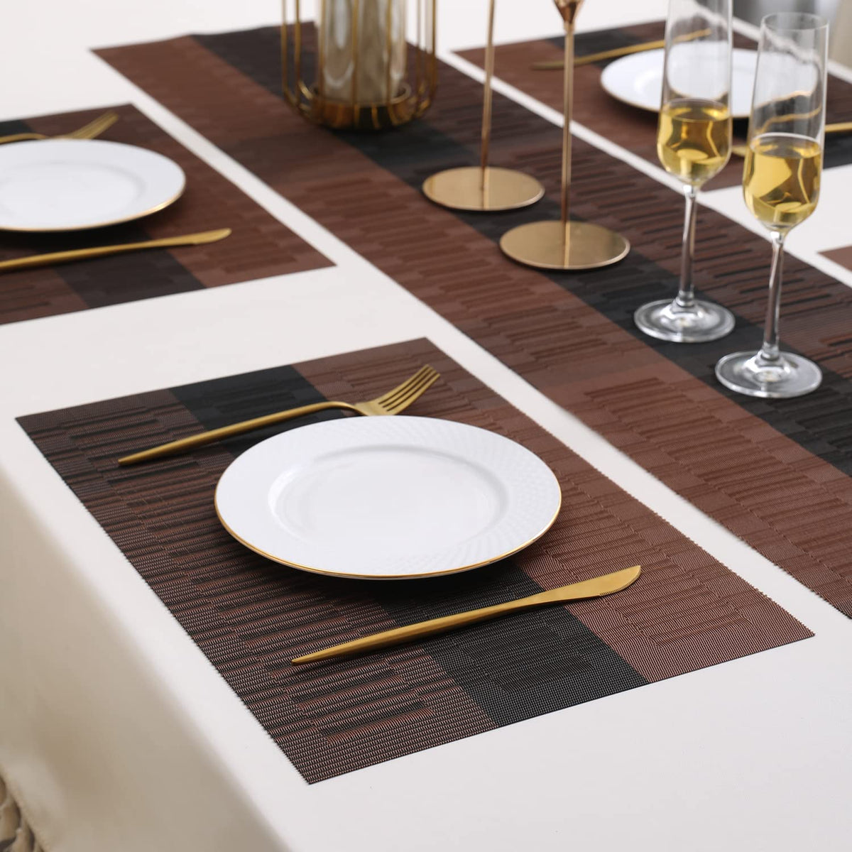 PVC Dining Table Mats, Metalic Brown