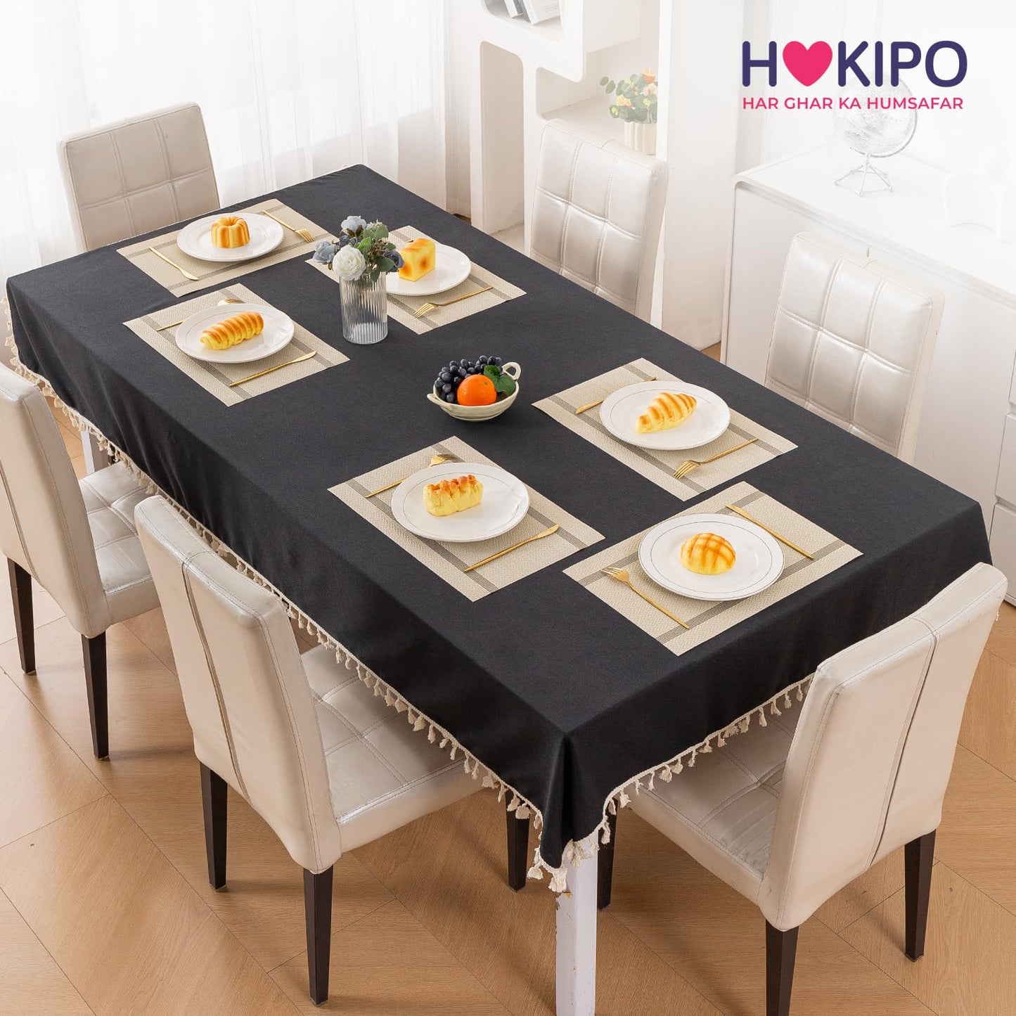 Chevron Stripes PVC Mats for Dining Table - Buttercream Beige