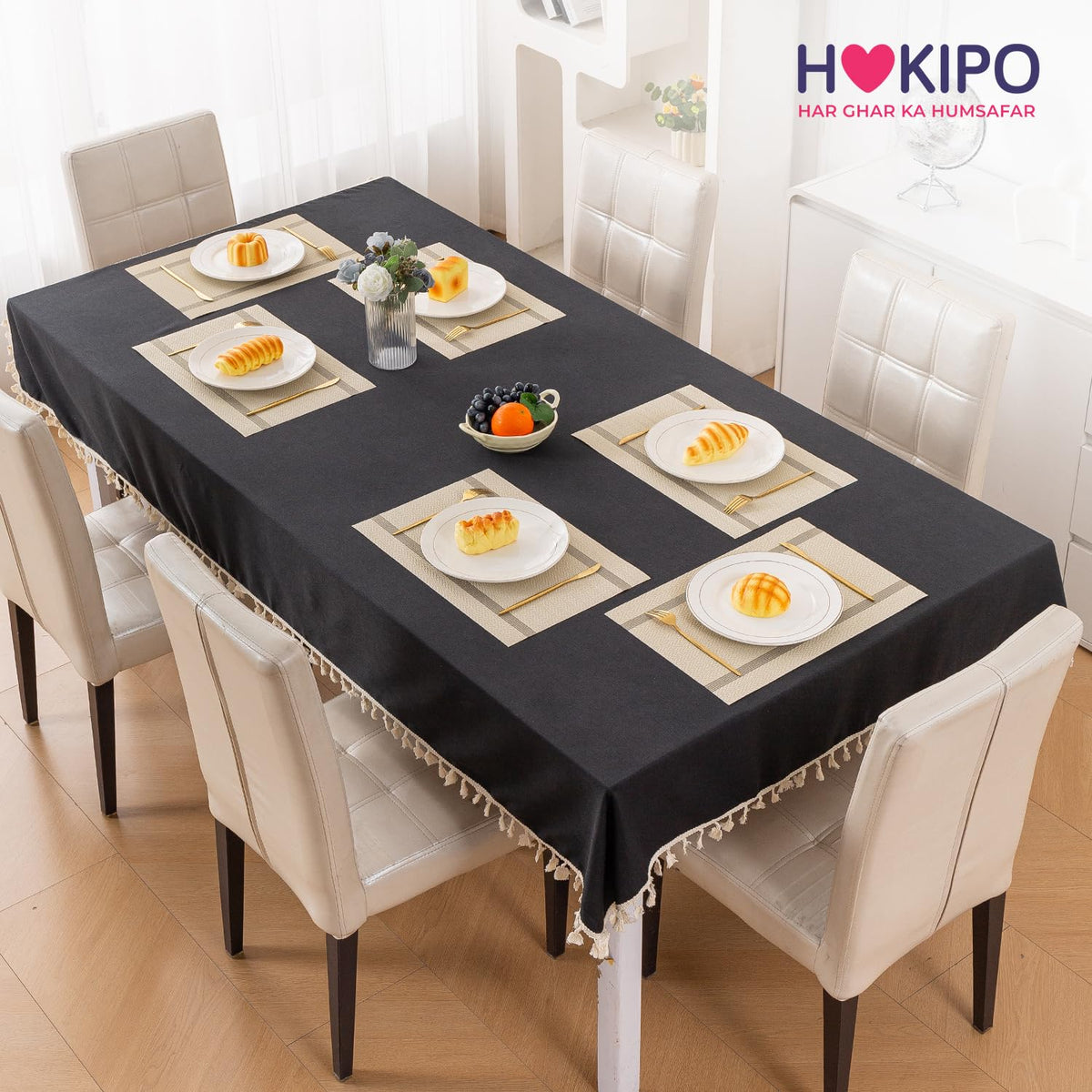 Chevron Stripes PVC Mats for Dining Table - Buttercream Beige