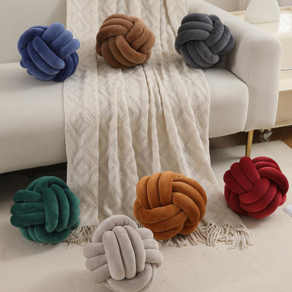Knot Ball Cushion Pillow Soft Plush Velvet Decorative Throw Pillow - Emerald Green