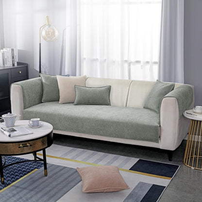 Premium Chenille Sofa Cover Mat with 2 Armrest Cover, Grey
