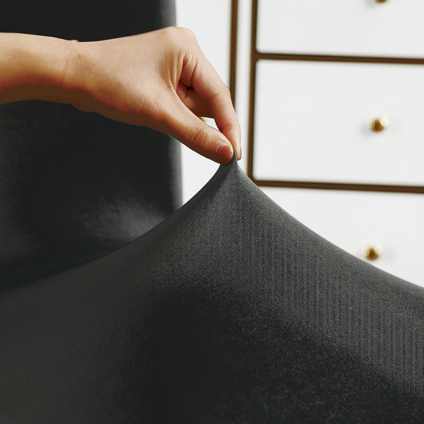Dining Chair Cover Seater Stretchable Elastic Slipcovers, Dark Grey