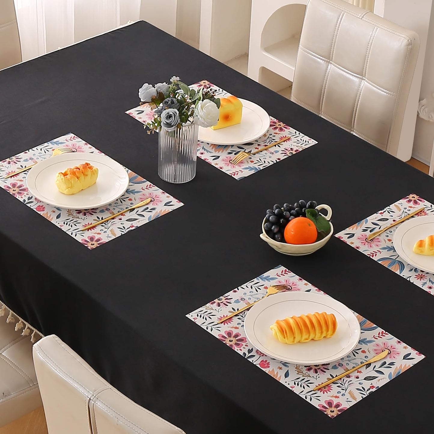 Artistic Flora PVC Washable Mats for Dining Table - Wild Daisies