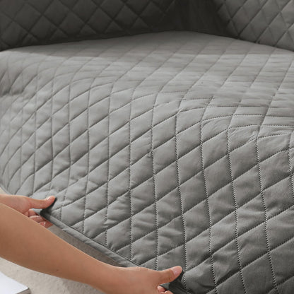 HOKIPO Quilted Reversible One Piece L Shape 4/5/6 Seater Sofa Cover Mat, Light Grey