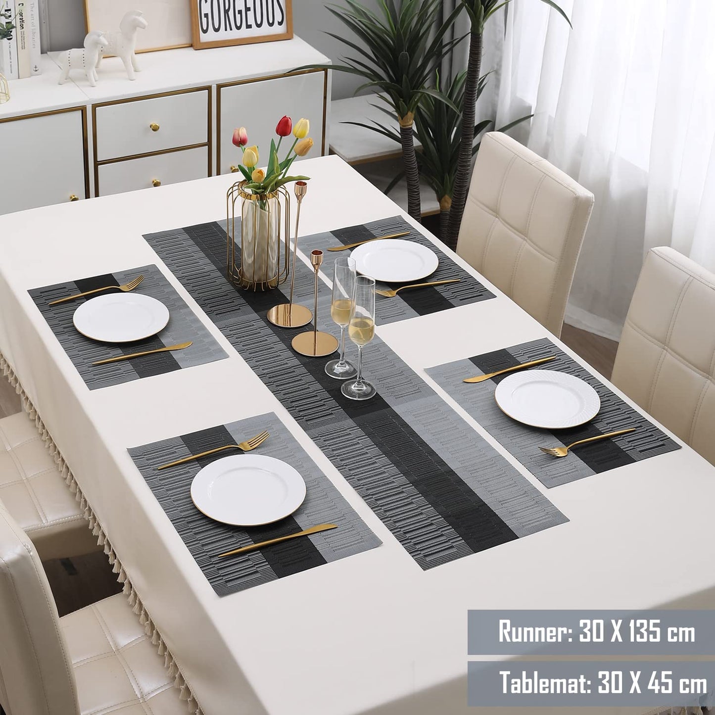 PVC Dining Table Mats, Grey