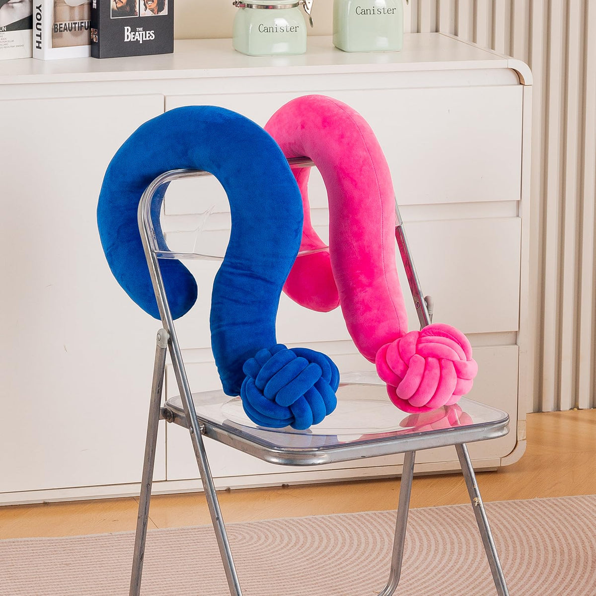 HOKIPO Large Question Mark Neck Pillow for Travel & Home, Blue