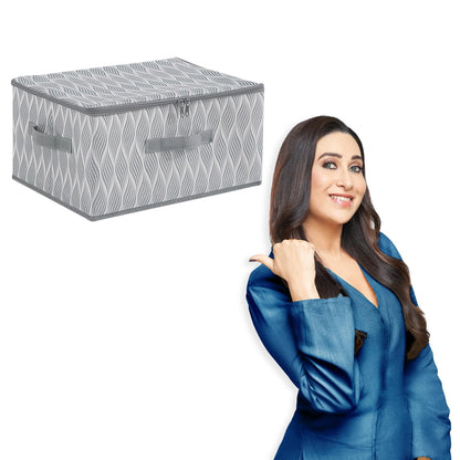 Foldable Clothes Organizer Box | Durable Non-Woven Storage with Zipper & Handle
