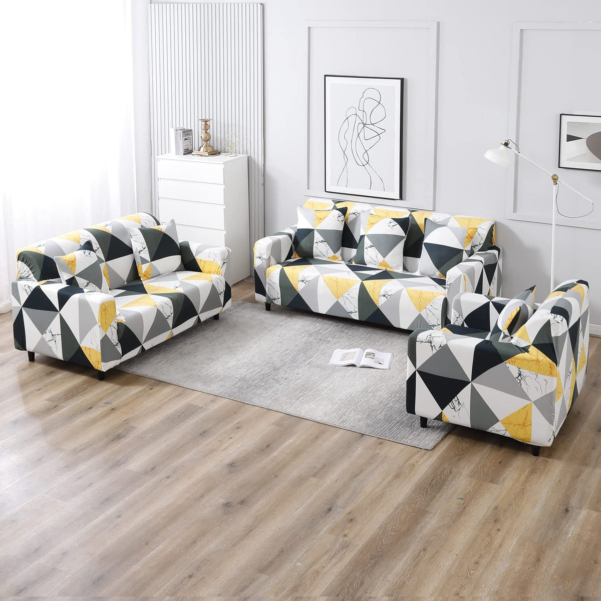 Geometric Multicolor Printed zippered square sofa cushion covers